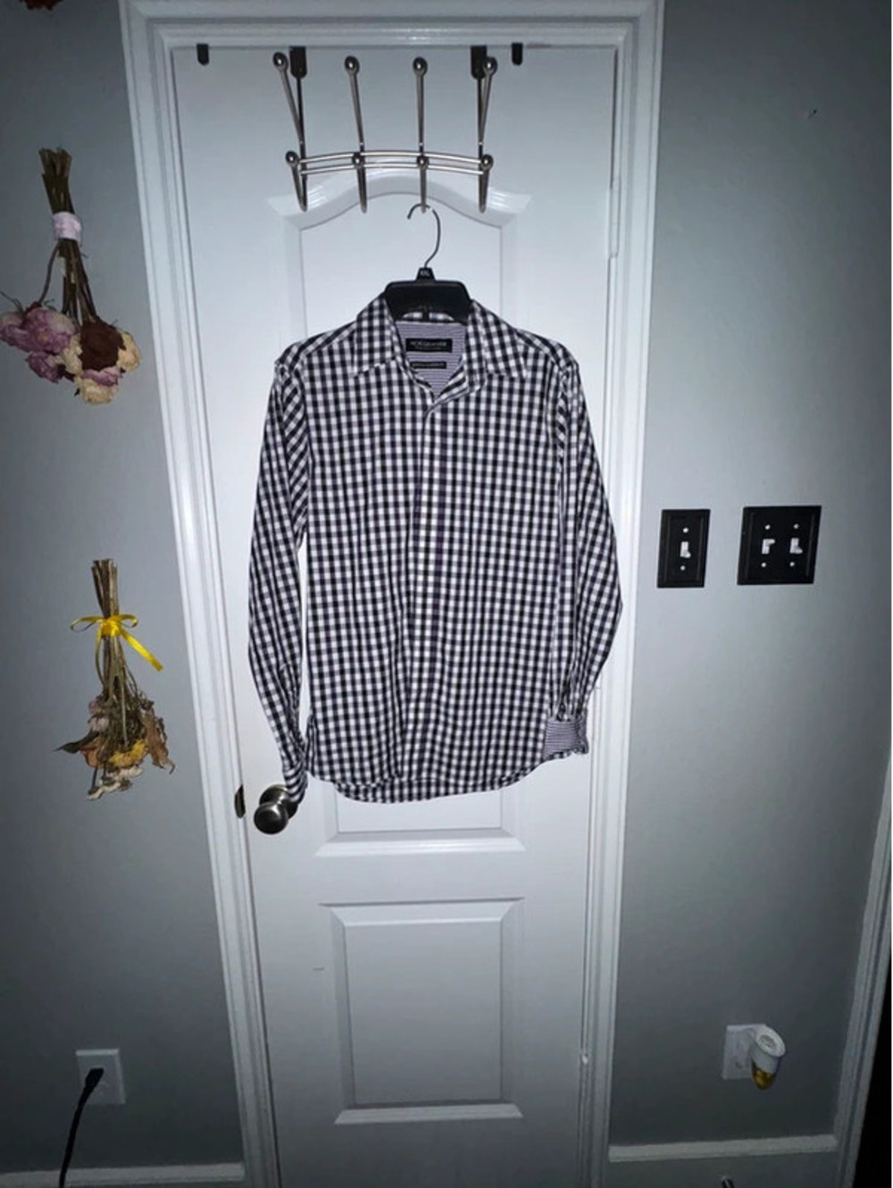 Purple and Black Plaid Nick Graham LS Button up shirt